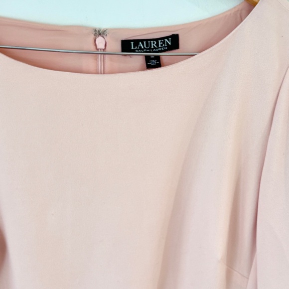 LRL Ralph Lauren Classic Blush Pink Draped Sheath Dress Sz 16 Cocktail Evening - Picture 3 of 9